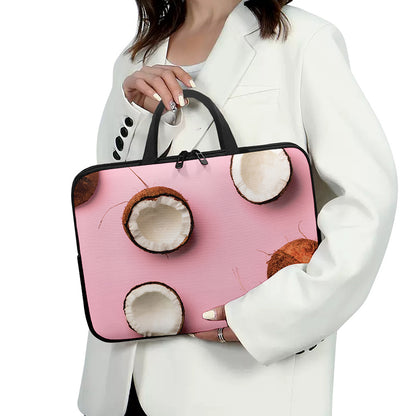 Pink Coconut Pattern Print Laptop Sleeve With Handle