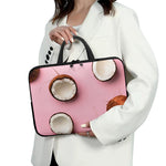 Pink Coconut Pattern Print Laptop Sleeve With Handle