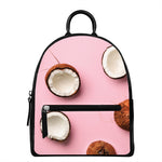 Pink Coconut Pattern Print Leather Backpack