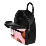Pink Coconut Pattern Print Leather Backpack