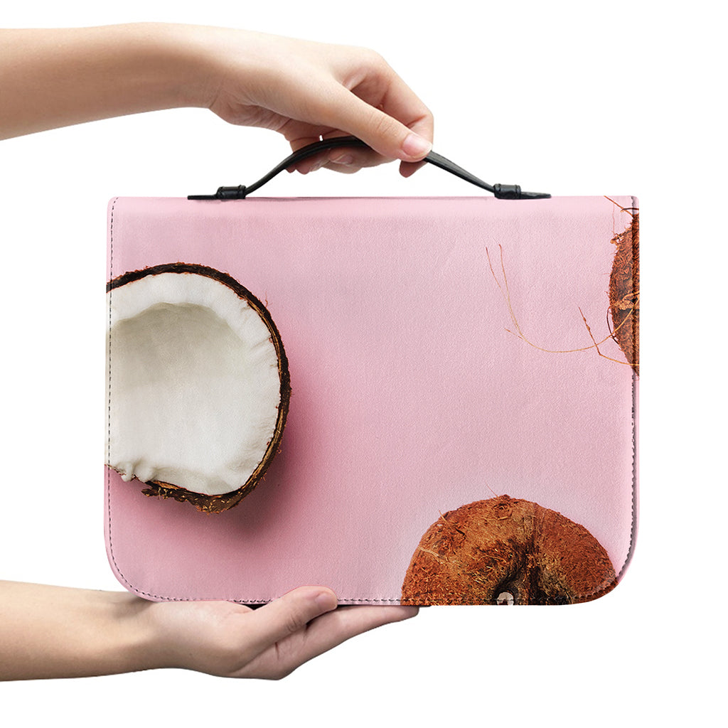 Pink Coconut Pattern Print Leather Bible Cover
