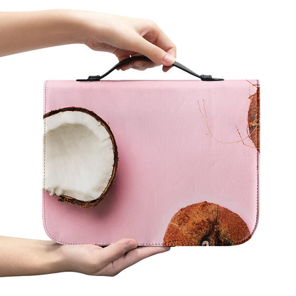 Pink Coconut Pattern Print Leather Bible Cover