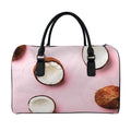 Pink Coconut Pattern Print Leather Duffel Bag
