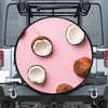 Pink Coconut Pattern Print Leather Spare Tire Cover