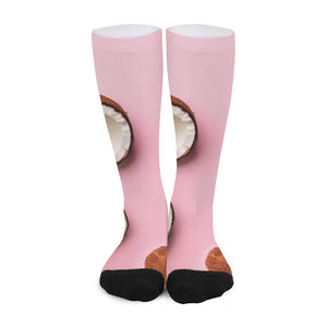 Pink Coconut Pattern Print Long Socks