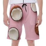 Pink Coconut Pattern Print Men's Beach Shorts