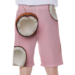 Pink Coconut Pattern Print Men's Beach Shorts