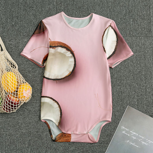 Pink Coconut Pattern Print Men's Bodysuit