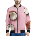 Pink Coconut Pattern Print Men's Bomber Jacket
