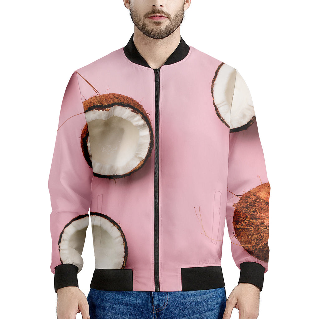 Pink Coconut Pattern Print Men's Bomber Jacket