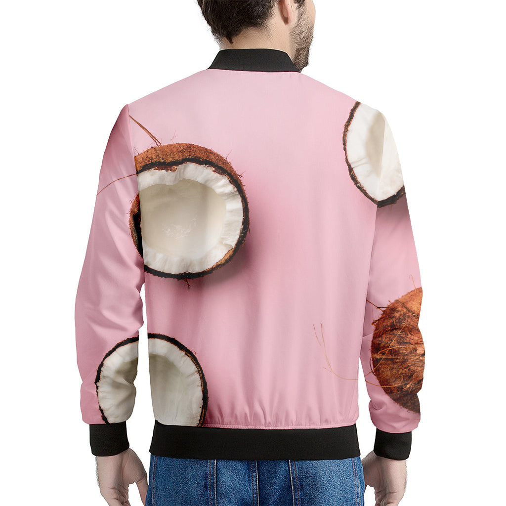 Pink Coconut Pattern Print Men's Bomber Jacket