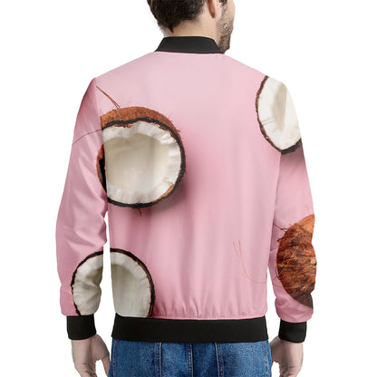 Pink Coconut Pattern Print Men's Bomber Jacket