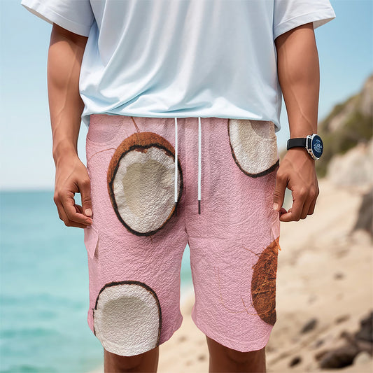 Pink Coconut Pattern Print Men's Cargo Shorts