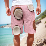 Pink Coconut Pattern Print Men's Cargo Shorts