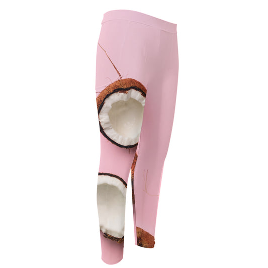 Pink Coconut Pattern Print Men's Compression Pants