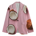 Pink Coconut Pattern Print Men's Cotton Blazer