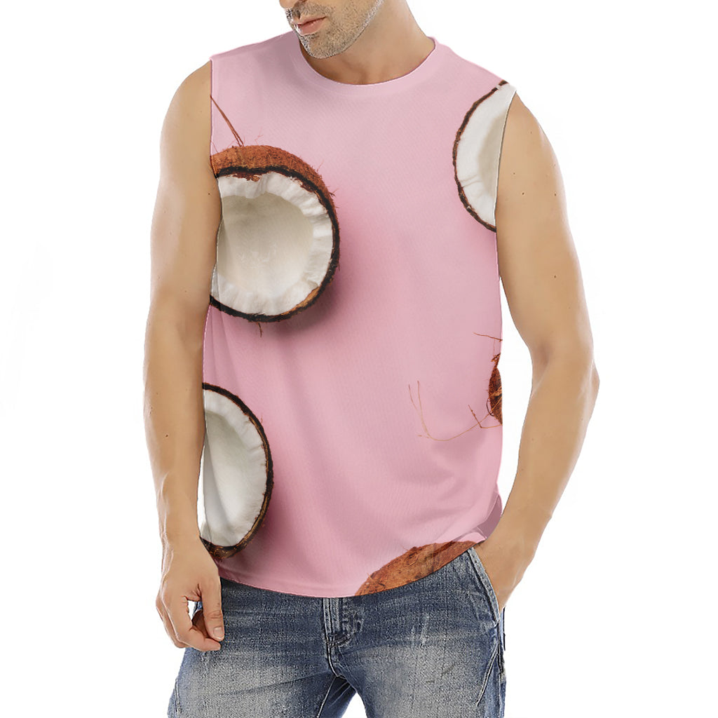 Pink Coconut Pattern Print Men's Fitness Tank Top