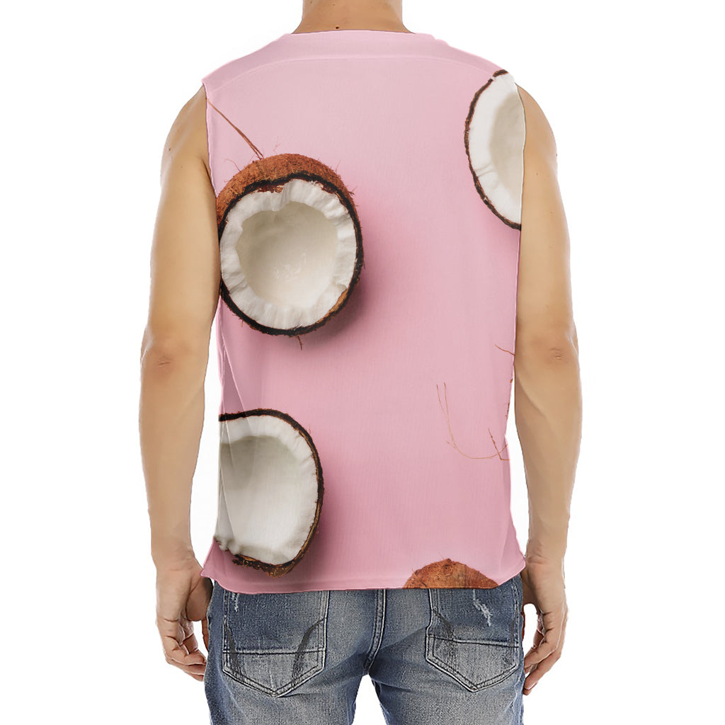 Pink Coconut Pattern Print Men's Fitness Tank Top