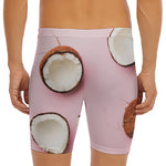 Pink Coconut Pattern Print Men's Long Boxer Briefs