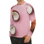 Pink Coconut Pattern Print Men's Long Sleeve Rash Guard