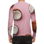 Pink Coconut Pattern Print Men's Long Sleeve Rash Guard