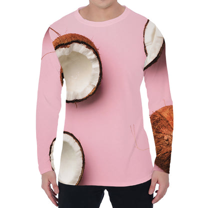 Pink Coconut Pattern Print Men's Long Sleeve T-Shirt