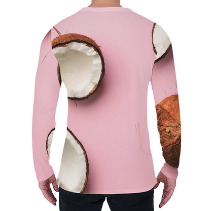 Pink Coconut Pattern Print Men's Long Sleeve T-Shirt