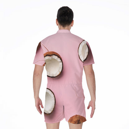 Pink Coconut Pattern Print Men's Rompers