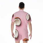Pink Coconut Pattern Print Men's Rompers