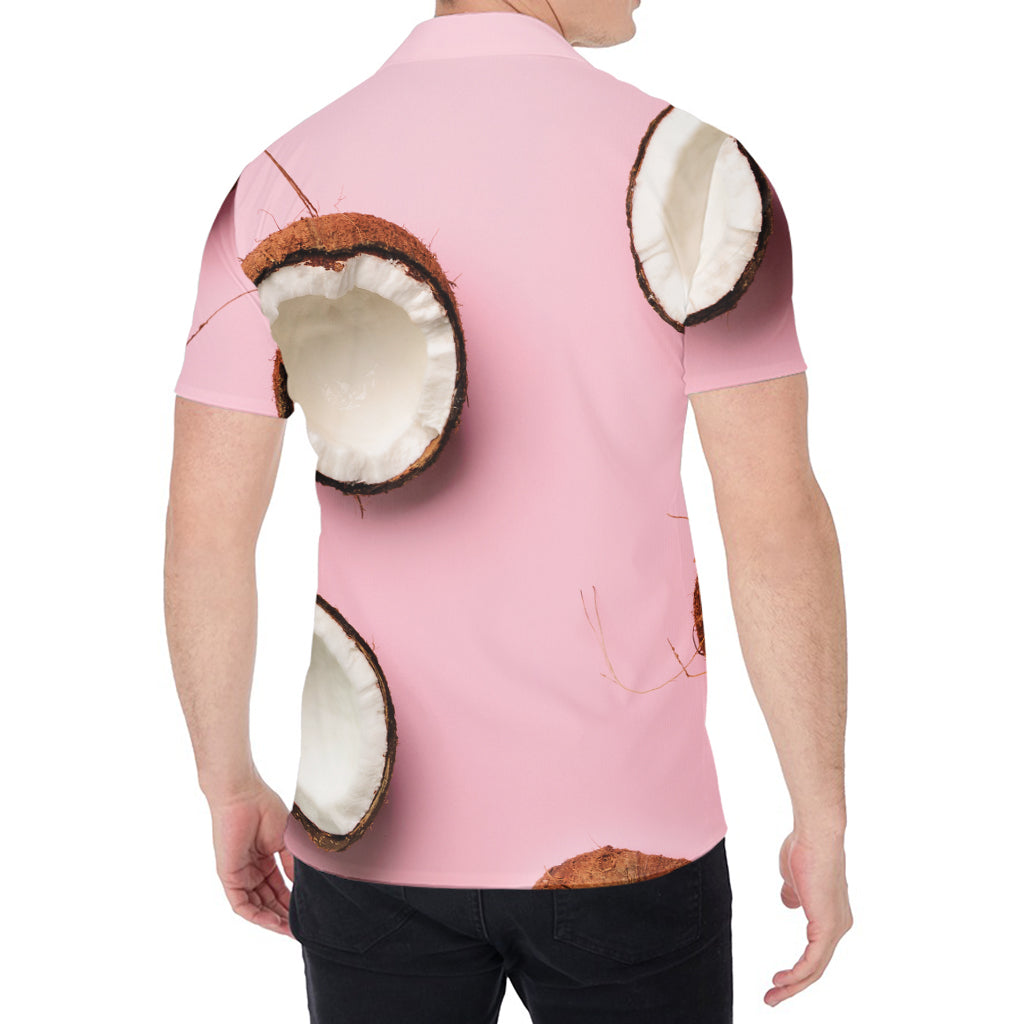 Pink Coconut Pattern Print Men's Shirt