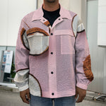 Pink Coconut Pattern Print Men's Shirt Jacket
