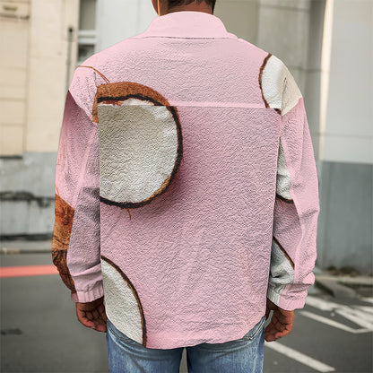 Pink Coconut Pattern Print Men's Shirt Jacket