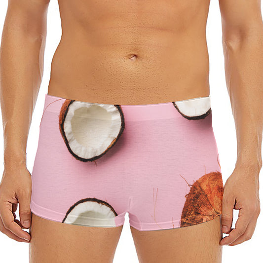 Pink Coconut Pattern Print Men's Short Boxer Briefs