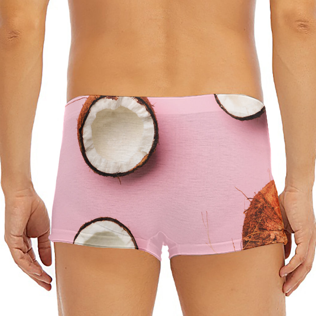 Pink Coconut Pattern Print Men's Short Boxer Briefs