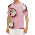 Pink Coconut Pattern Print Men's Short Sleeve Rash Guard