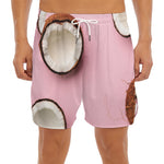 Pink Coconut Pattern Print Men's Split Running Shorts