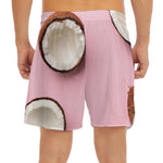 Pink Coconut Pattern Print Men's Split Running Shorts