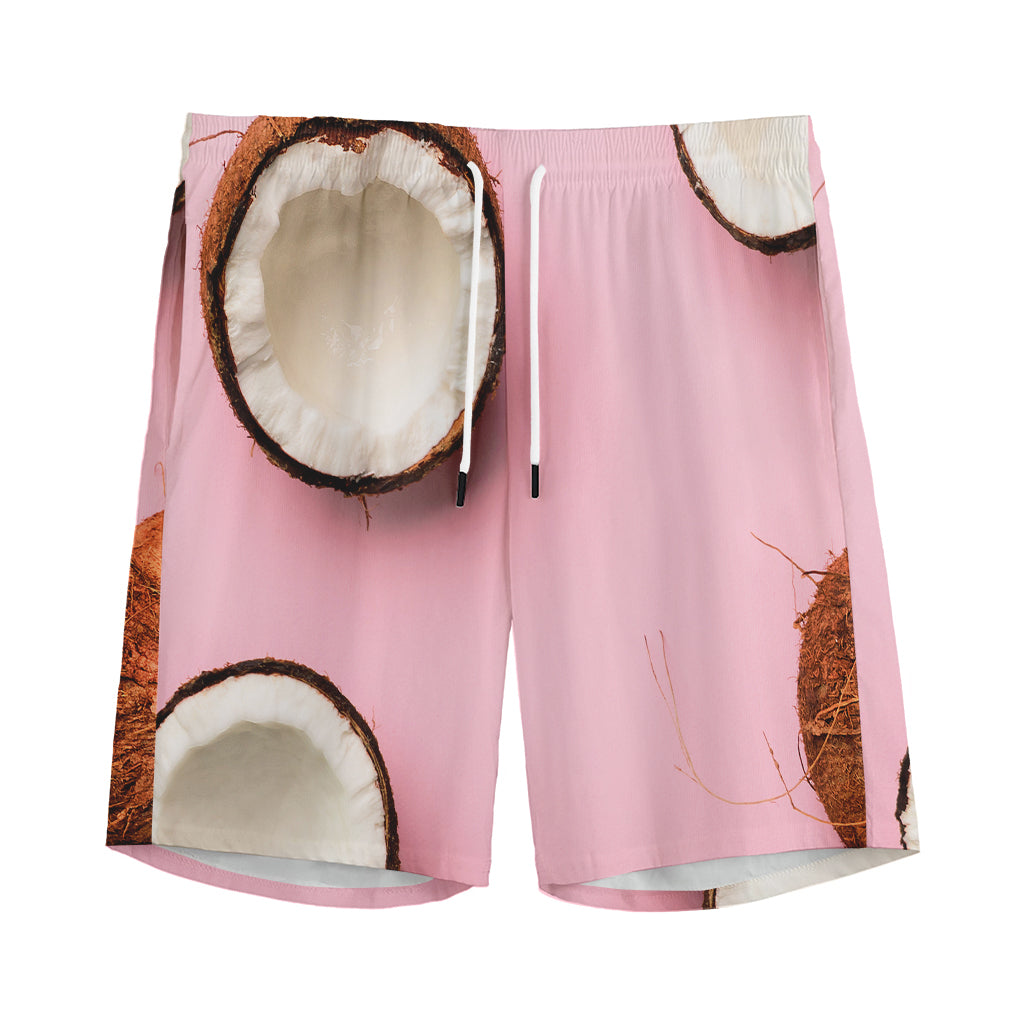 Pink Coconut Pattern Print Men's Sports Shorts