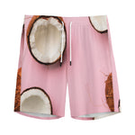 Pink Coconut Pattern Print Men's Sports Shorts