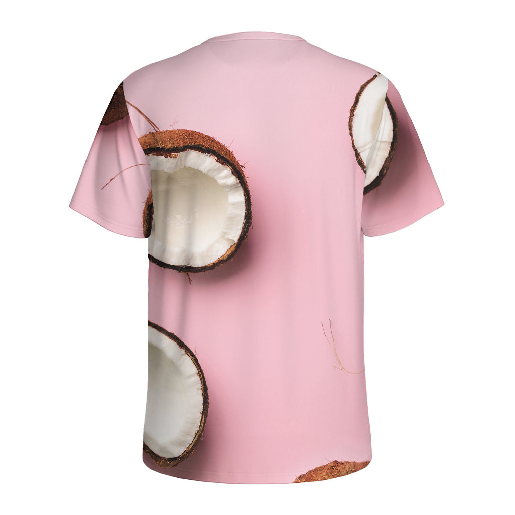 Pink Coconut Pattern Print Men's Sports T-Shirt