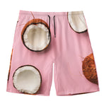Pink Coconut Pattern Print Men's Swim Trunks