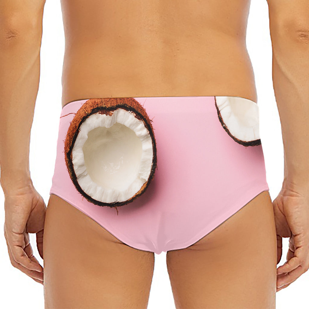 Pink Coconut Pattern Print Men's Triangle Swim Briefs