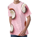 Pink Coconut Pattern Print Men's Velvet T-Shirt