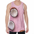 Pink Coconut Pattern Print Men's Velvet Tank Top