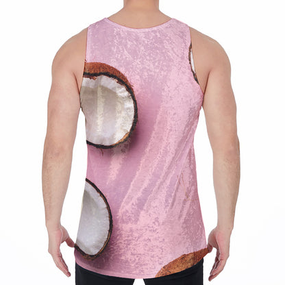 Pink Coconut Pattern Print Men's Velvet Tank Top