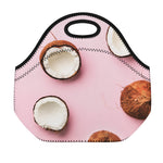 Pink Coconut Pattern Print Neoprene Lunch Bag
