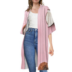 Pink Coconut Pattern Print Open Front Beach Cover Up