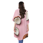 Pink Coconut Pattern Print Open Front Beach Cover Up