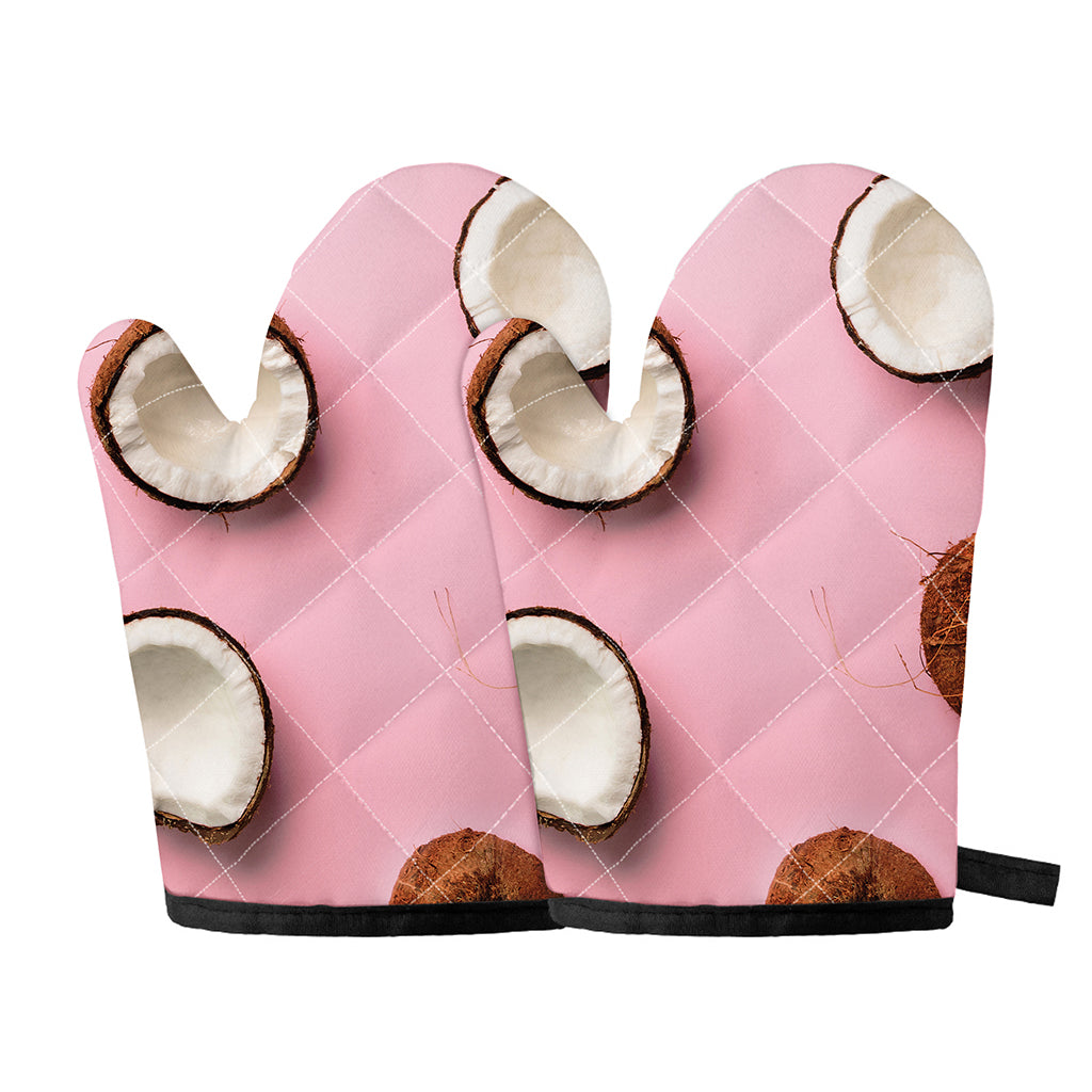 Pink Coconut Pattern Print Oven Mitts