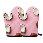 Pink Coconut Pattern Print Oven Mitts